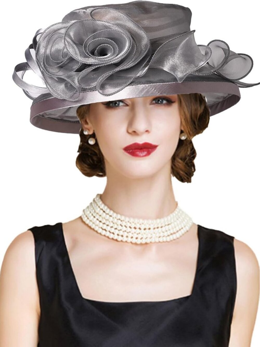 Floral Flat Top Sun Visor Hat for Women | Wedding, Bridal, Cocktail, Derby Cap